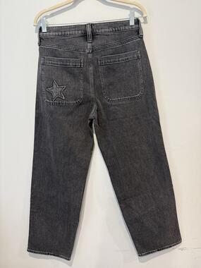 NWT Hollister Men's Baggy 29x30 Black Denim Jeans Star Embroidery Stretch Skater